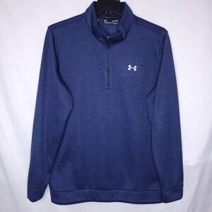 Under Armour Golf Jacket Mens XL Navy Blue Fleece 1/4 Zip ColdGear